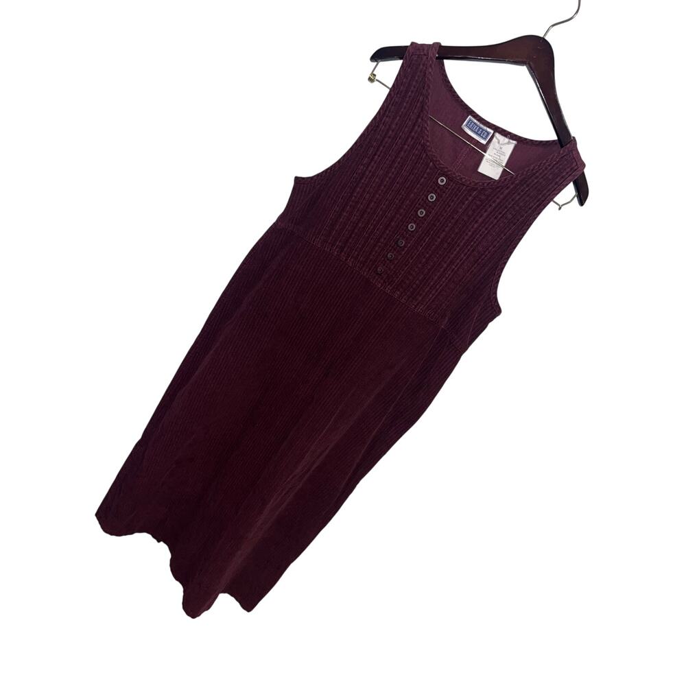 Vintage Erika & Co. Burgundy Corduroy Pinafore Maxi Dress - Size Medium